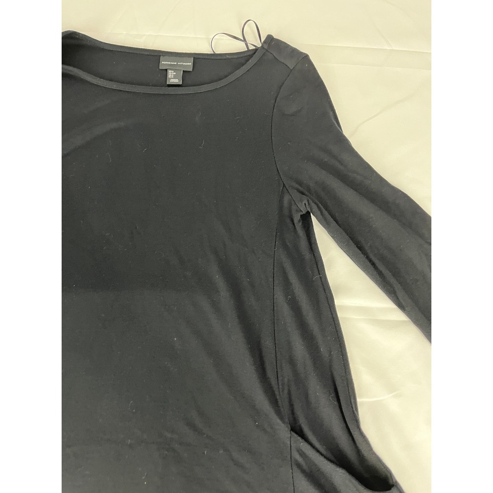 Adrienne Vittadini Black Long Sleeve Swing Dress Womens Size S Pockets